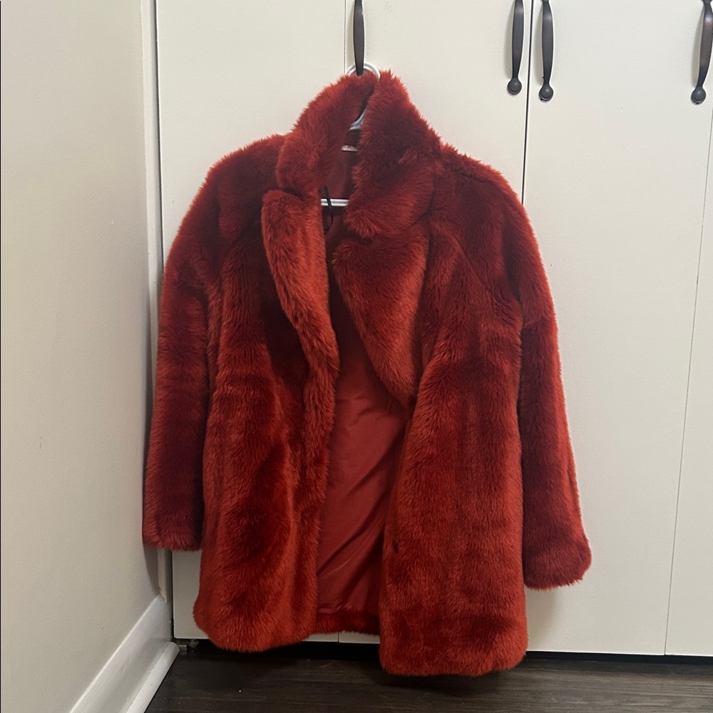 H&M Women's Rich Red Teddy Jacket